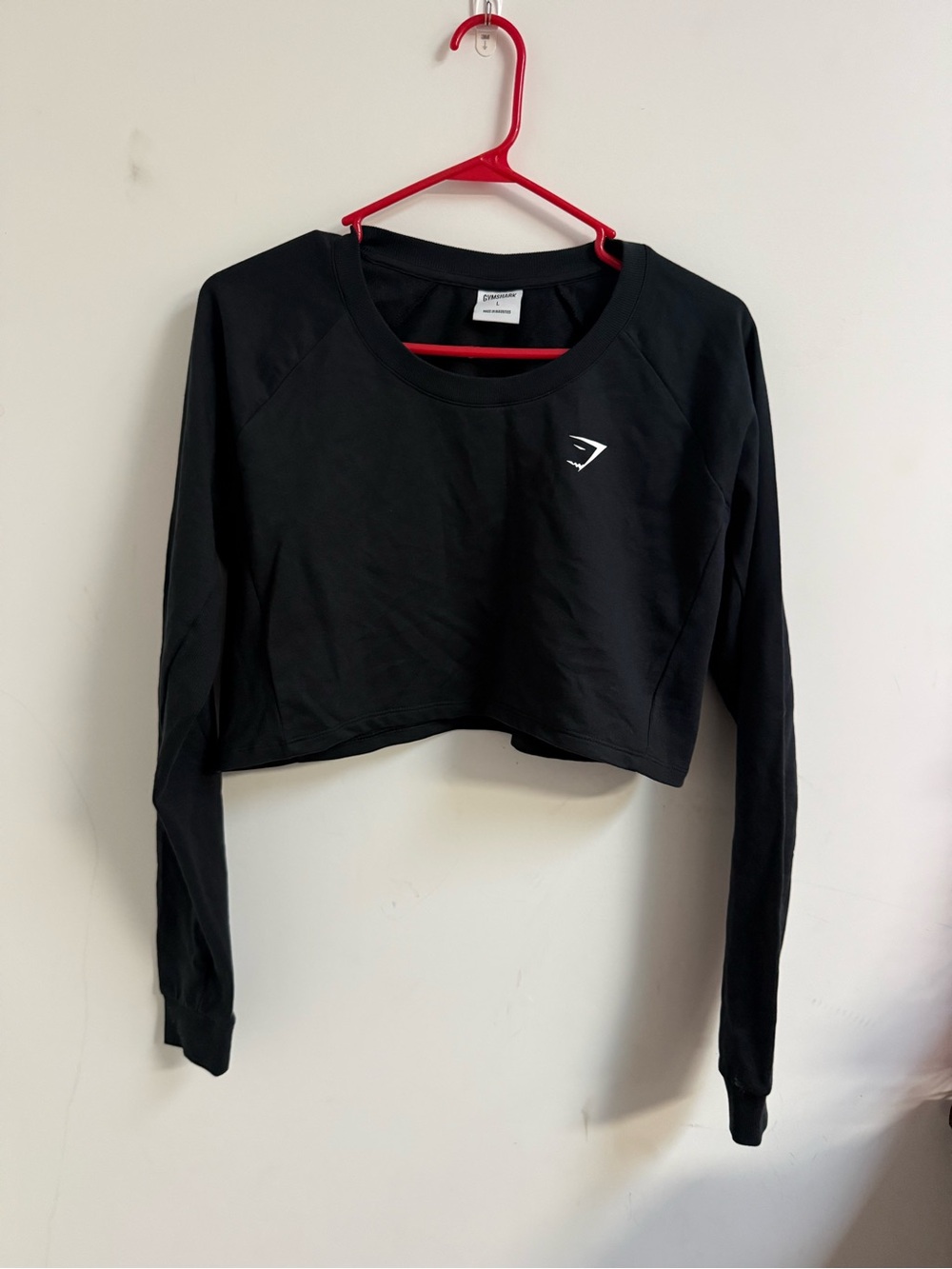 Gymshark Black Cropped Long Sleeve Workout Top